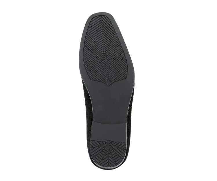 Amali Throne Black Men’s Velvet Slip On Loafers