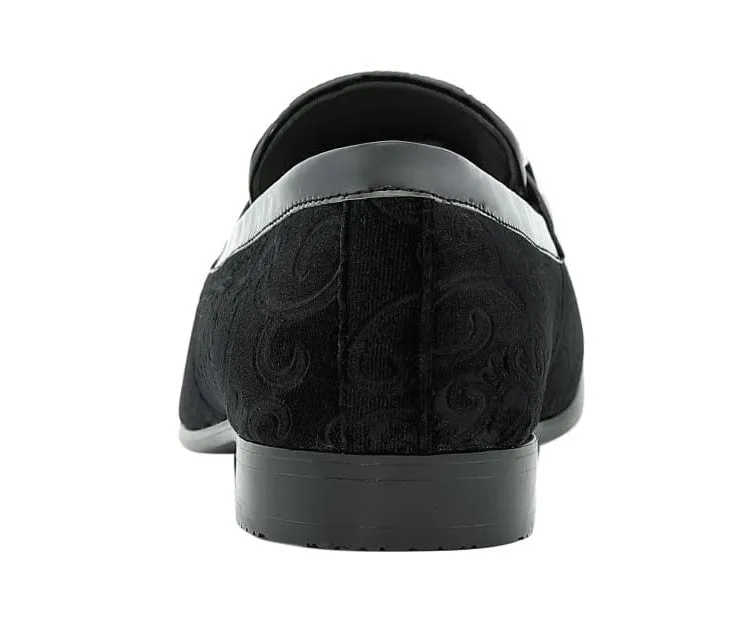 Amali Throne Black Men’s Velvet Slip On Loafers
