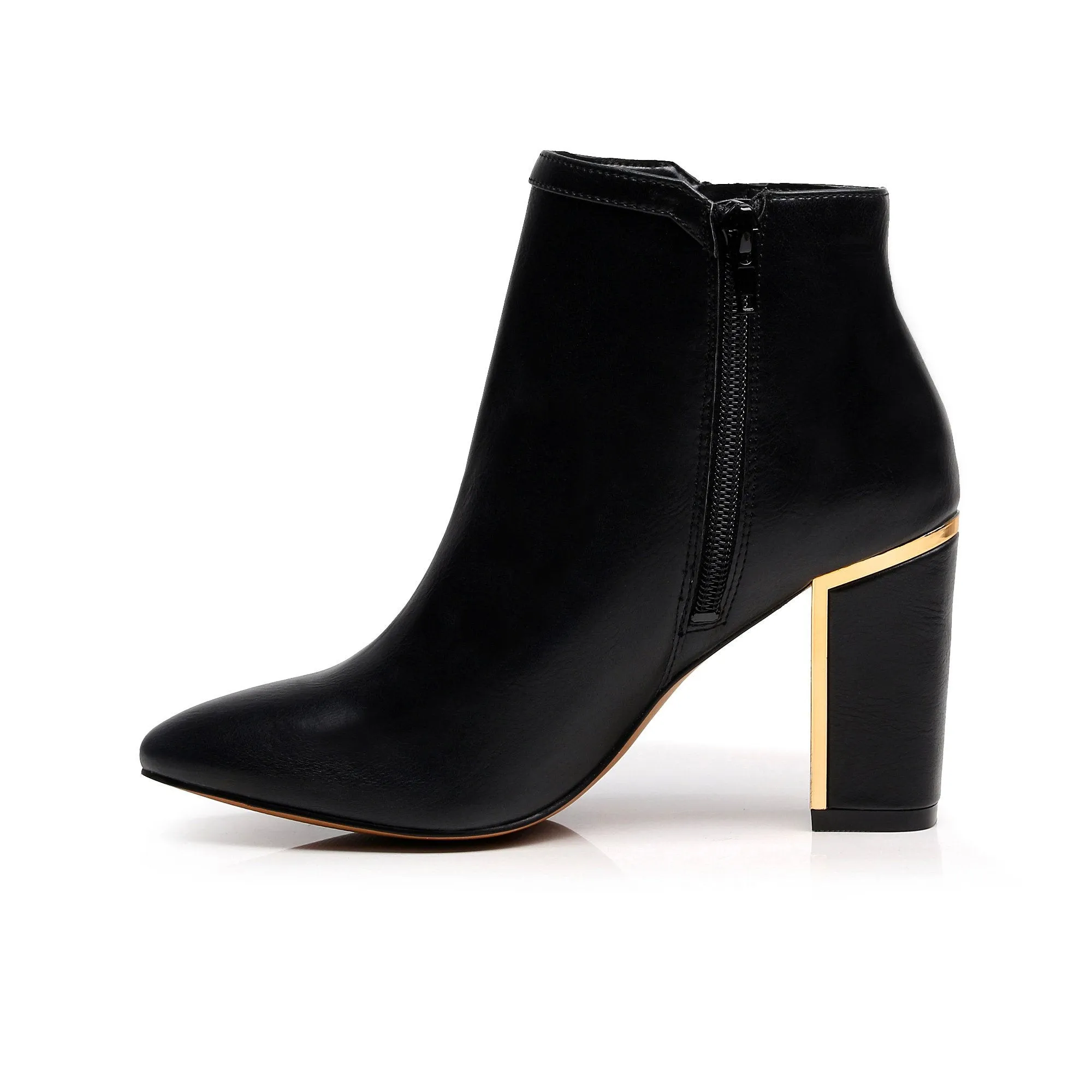 Black Fashion Trendy Faux Leather Ankle Boot