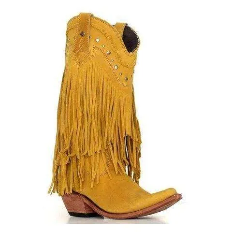 Bohemia Style Motorcycle Boots Fringed Cowboy Boots