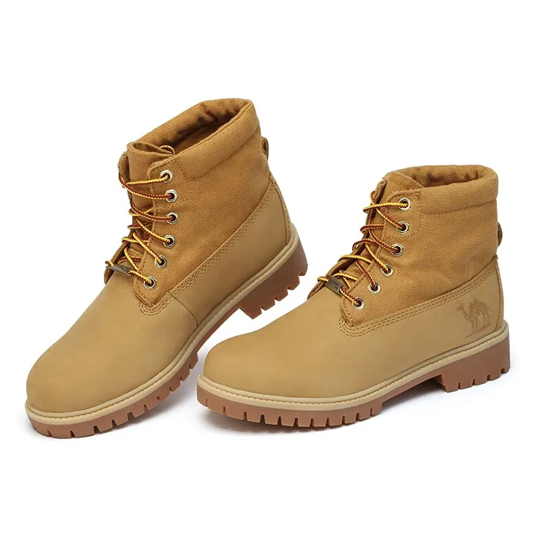 CAMEL Men Martin Boots Male Tooling Ankle Short Boots Genuine Leather