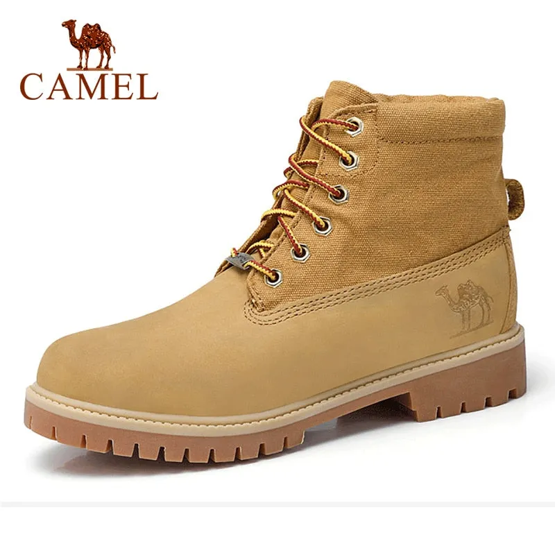 CAMEL Men Martin Boots Male Tooling Ankle Short Boots Genuine Leather
