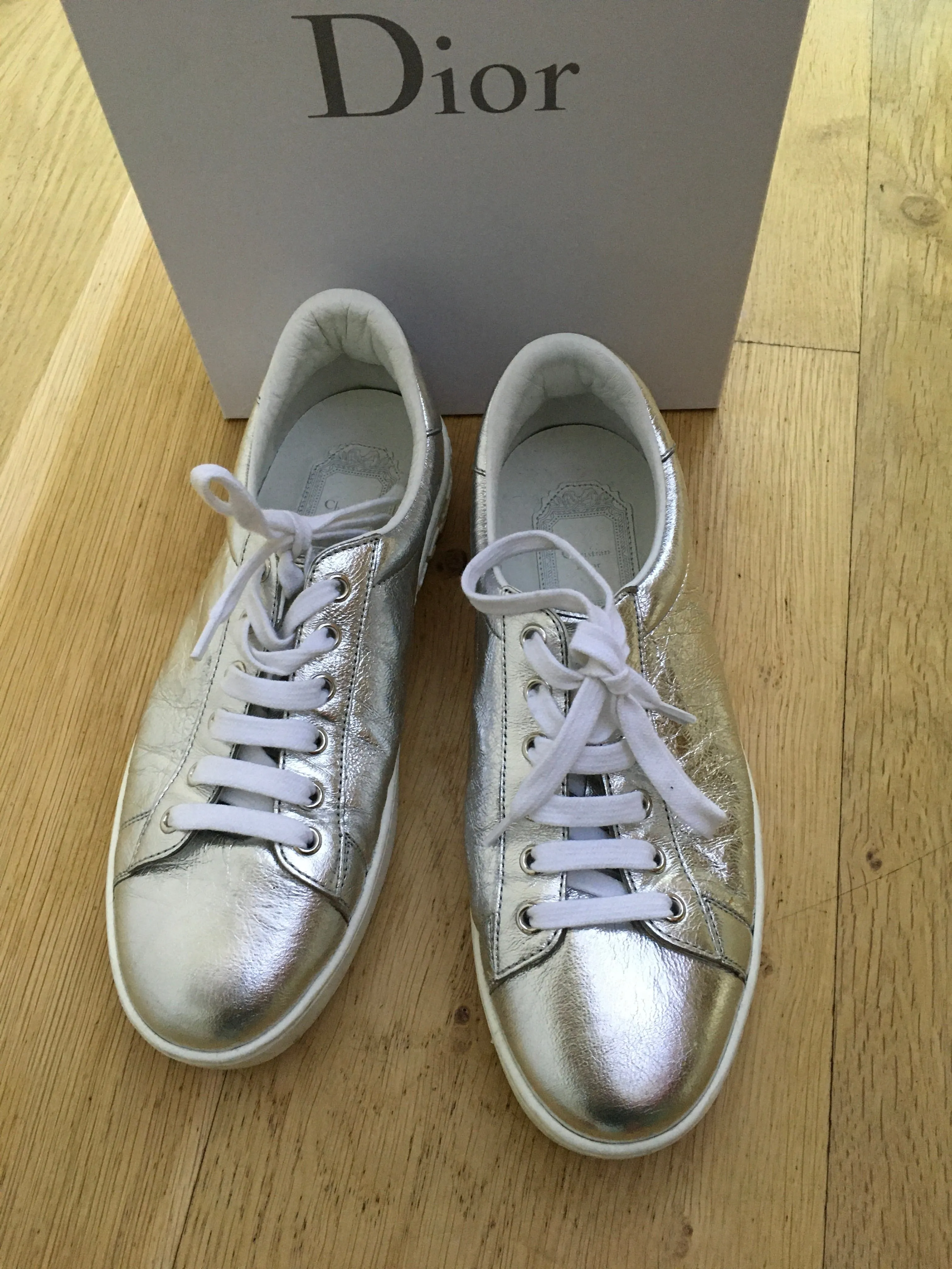 CHRISTIAN DIOR Silver Move Low-Top Sneakers Trainers Shoes Size 36  ladies