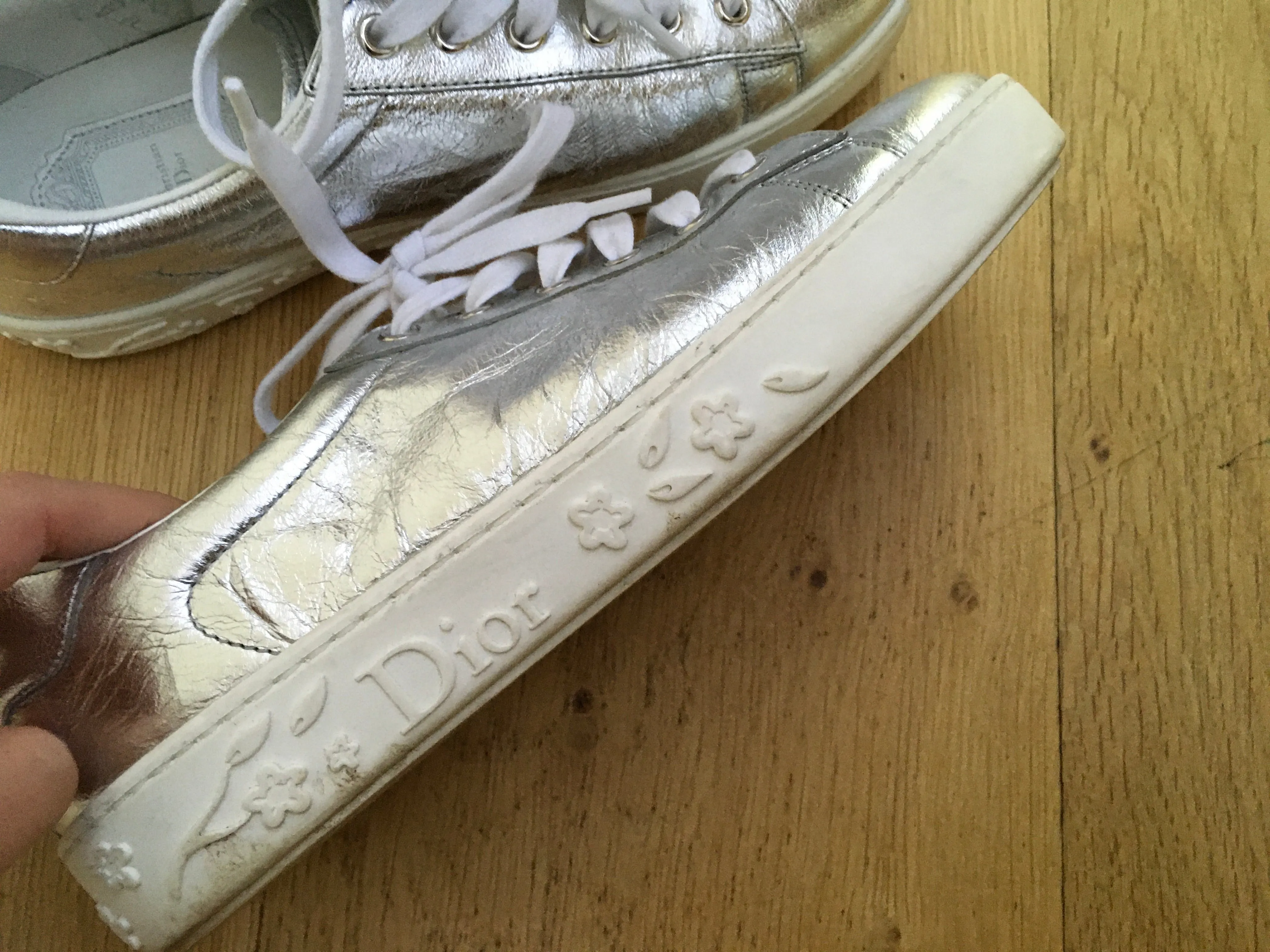 CHRISTIAN DIOR Silver Move Low-Top Sneakers Trainers Shoes Size 36  ladies