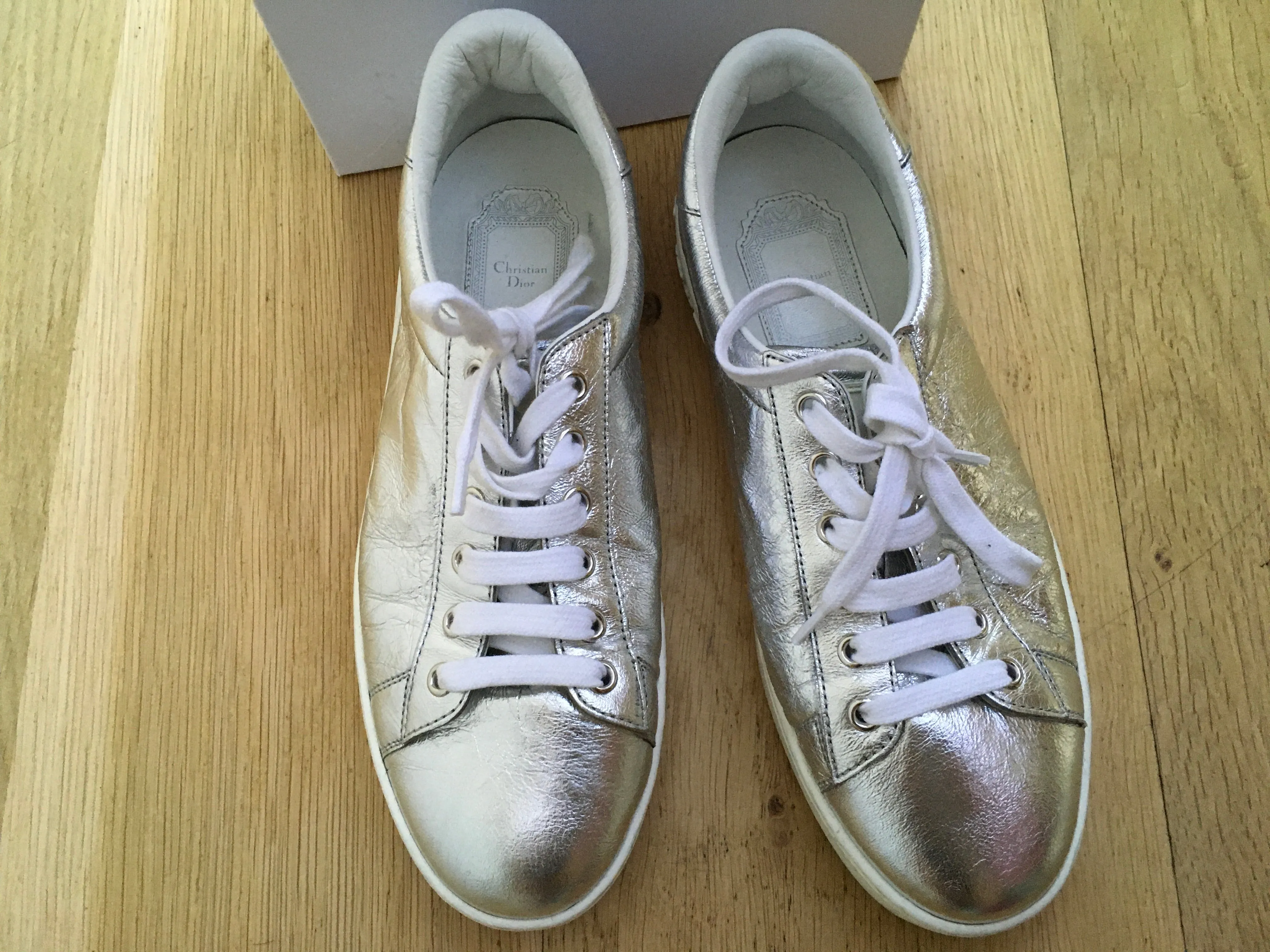 CHRISTIAN DIOR Silver Move Low-Top Sneakers Trainers Shoes Size 36  ladies