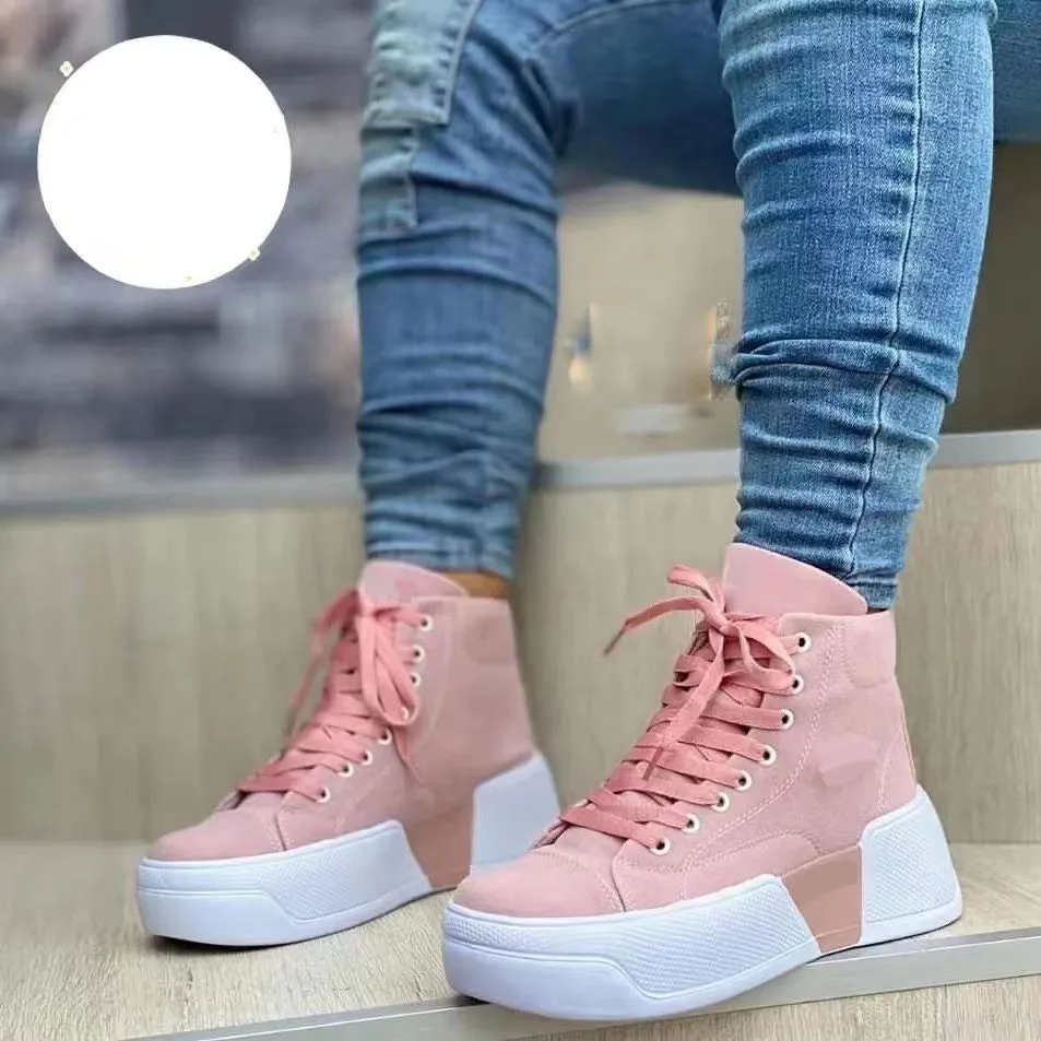 Chunky Heel Suede Ankle Round Toe Lace-Up Shoes - GlamzLife