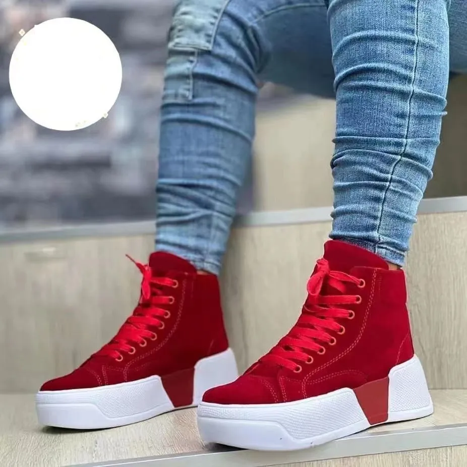 Chunky Heel Suede Ankle Round Toe Lace-Up Shoes - GlamzLife