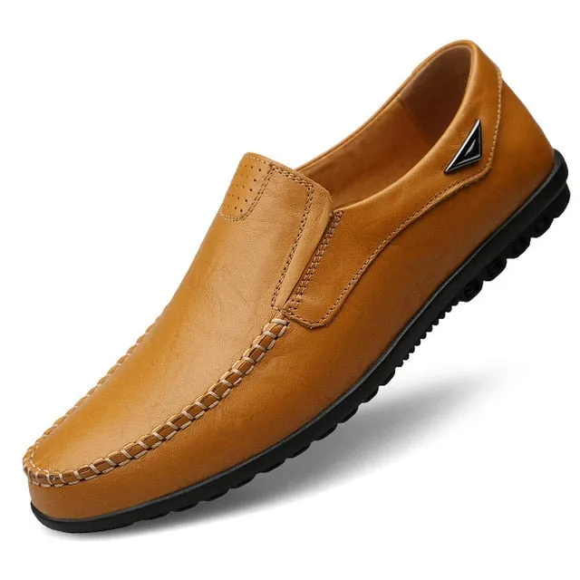 Genuine Leather Men Casual Shoes Mens Loafers Moccasins Breathable Slip
