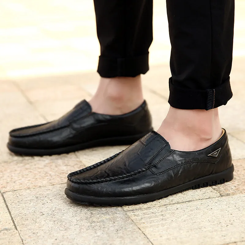 Genuine Leather Men Casual Shoes Mens Loafers Moccasins Breathable Slip