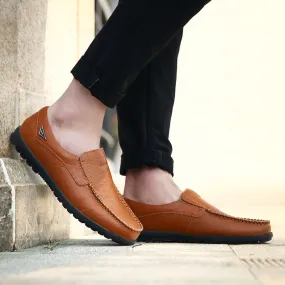 Genuine Leather Men Casual Shoes Mens Loafers Moccasins Breathable Slip