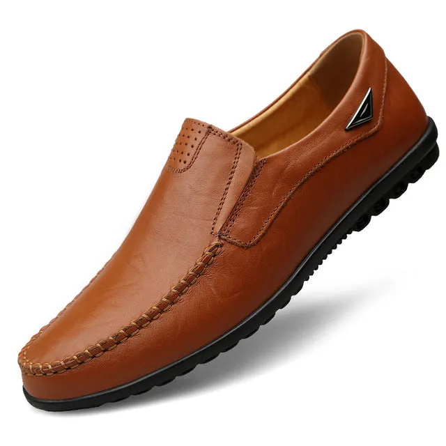 Genuine Leather Men Casual Shoes Mens Loafers Moccasins Breathable Slip
