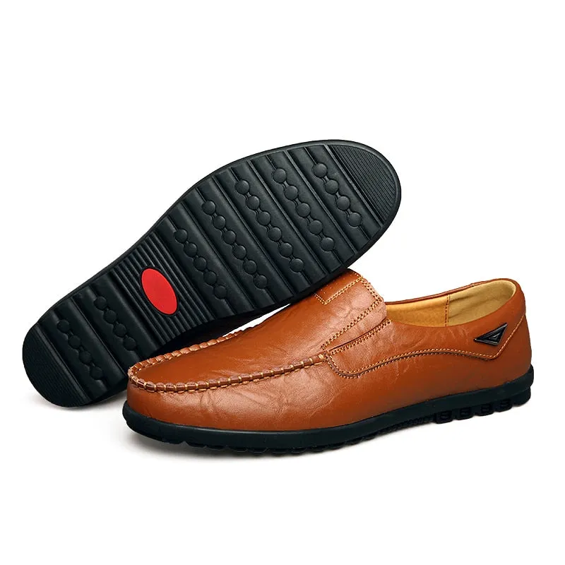Genuine Leather Men Casual Shoes Mens Loafers Moccasins Breathable Slip