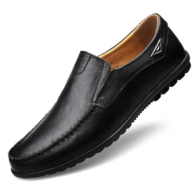 Genuine Leather Men Casual Shoes Mens Loafers Moccasins Breathable Slip