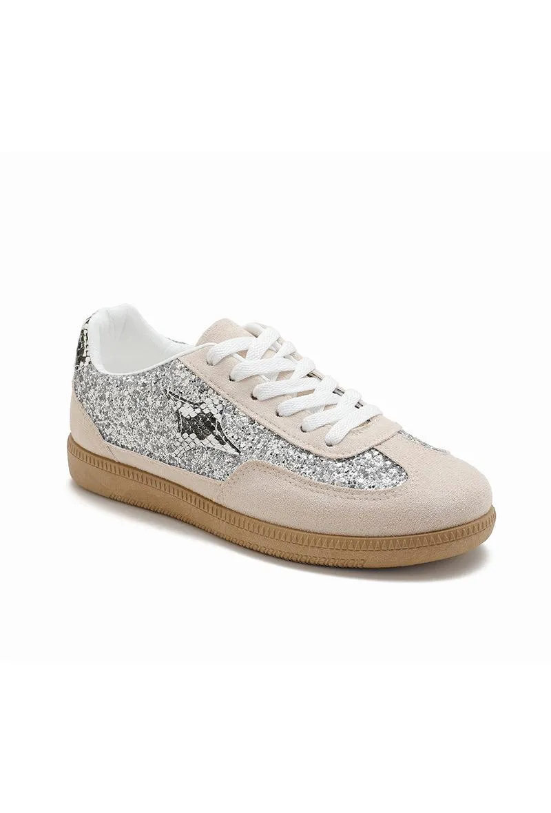 GUM COLORED SOLE WITH STAR GLITTERS AESTHETIC TRAINERS IN BEIGE