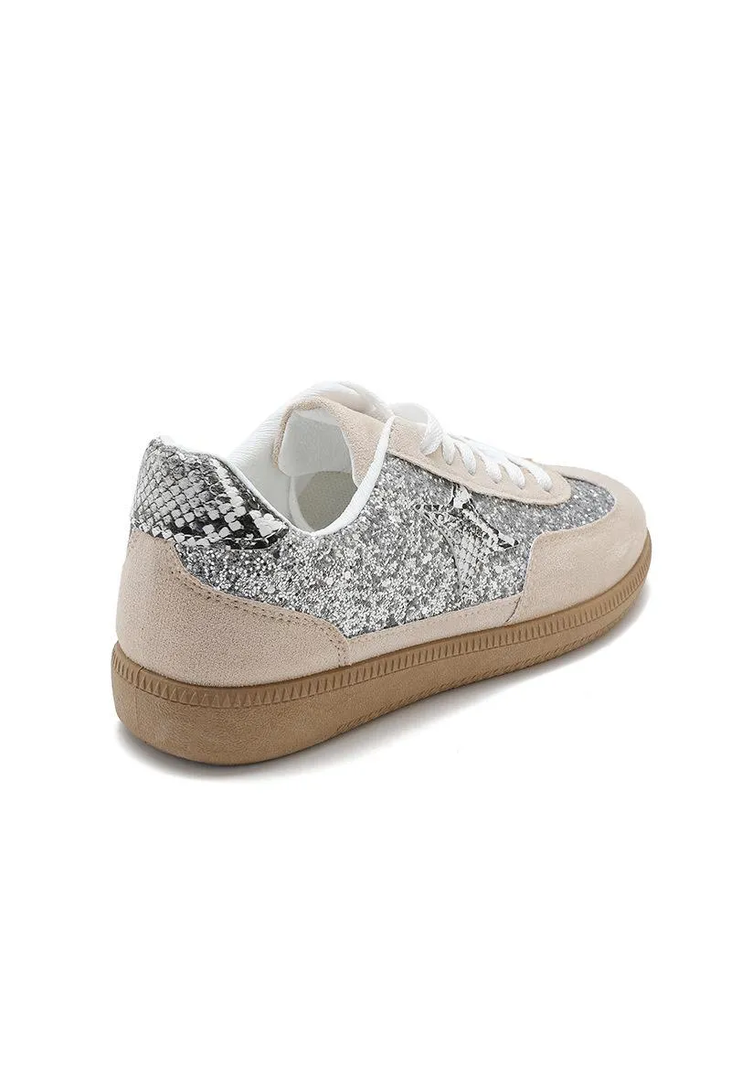GUM COLORED SOLE WITH STAR GLITTERS AESTHETIC TRAINERS IN BEIGE