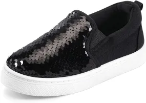 K KomForme Toddler Slip on Sneakers Girls Sparkle Sequins Canvas Walking Shoes