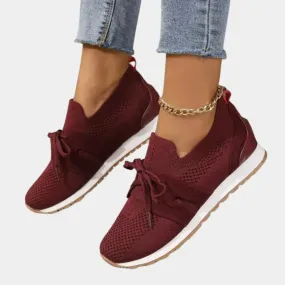 Knit Lace-Up Sneakers