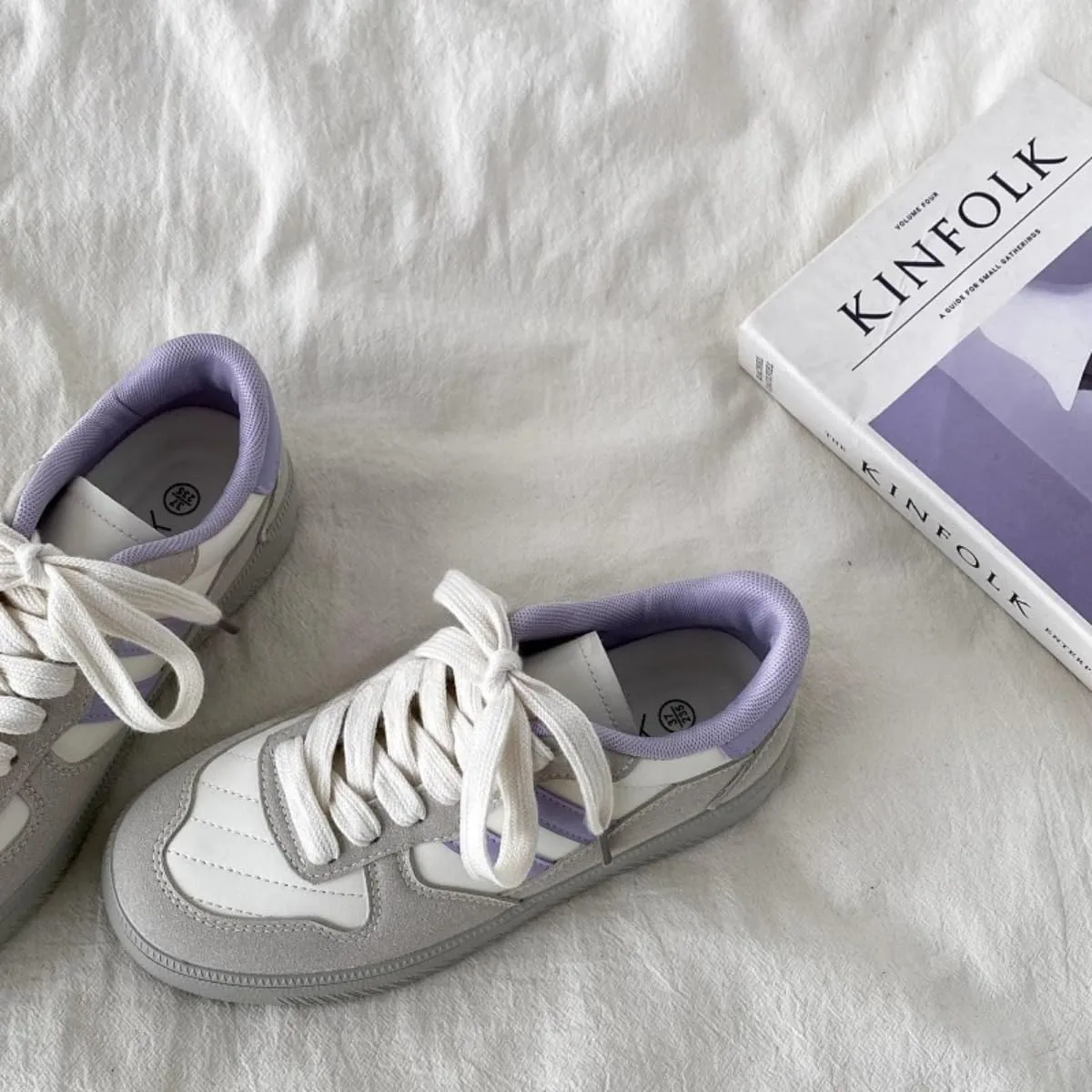 Korean Style Retro German Trainer Sneakers – Women’s Casual Lace-Up Colorblock Low-Top Fashion Shoes, Anti-Slip PU Campus Walking Shoes