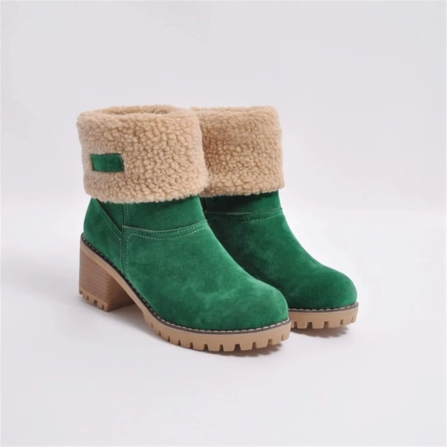 Ladmiple Snow Boots For Women Cute Tall Mid Calf Warm Fur Lined Winter Boots Outdoor Fashion Slip On Walking Ankle Booties