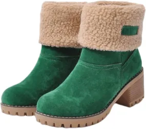 Ladmiple Snow Boots For Women Cute Tall Mid Calf Warm Fur Lined Winter Boots Outdoor Fashion Slip On Walking Ankle Booties