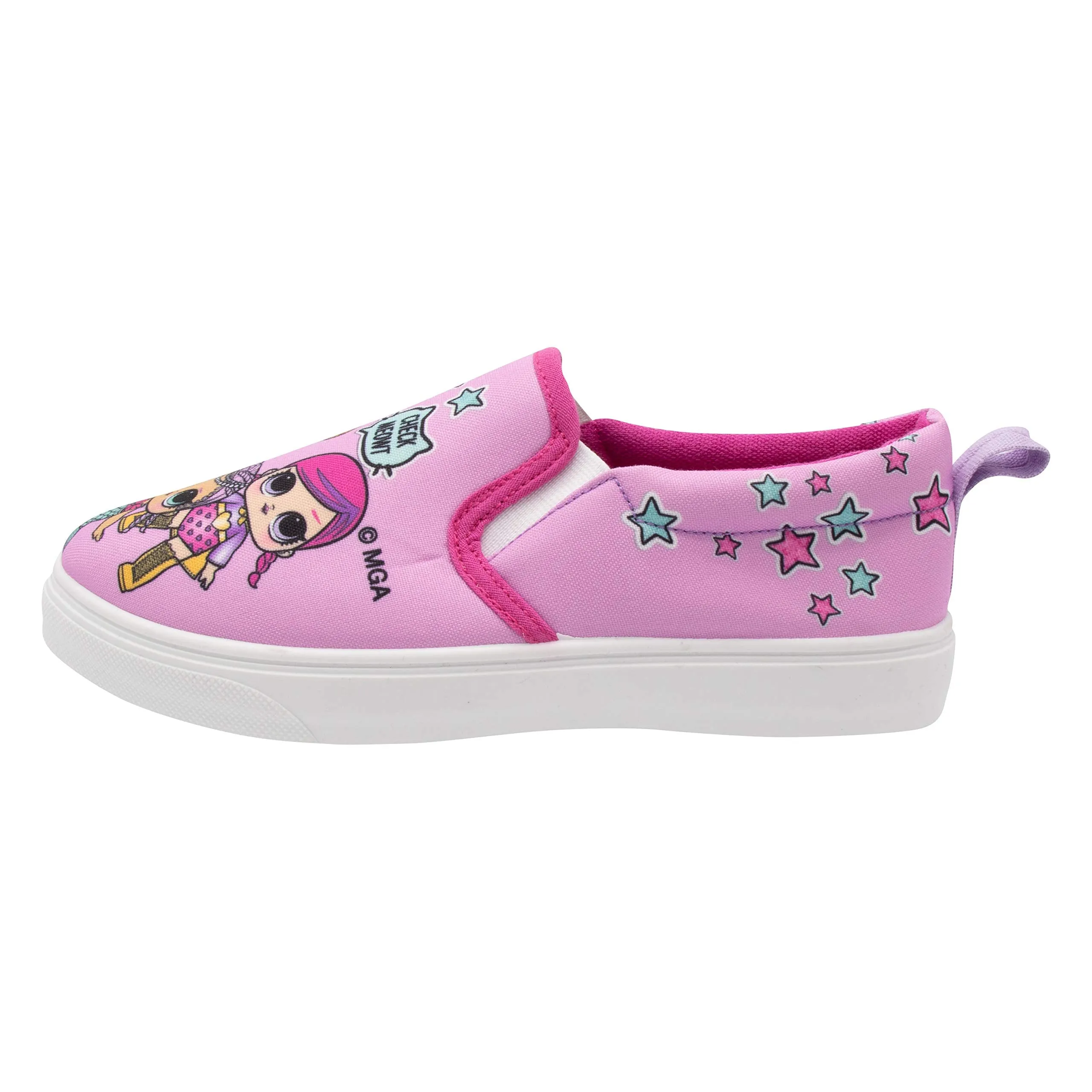 L.O.L. Surprise! Girls Slip-On Canvas Sneaker; Pink Size 2