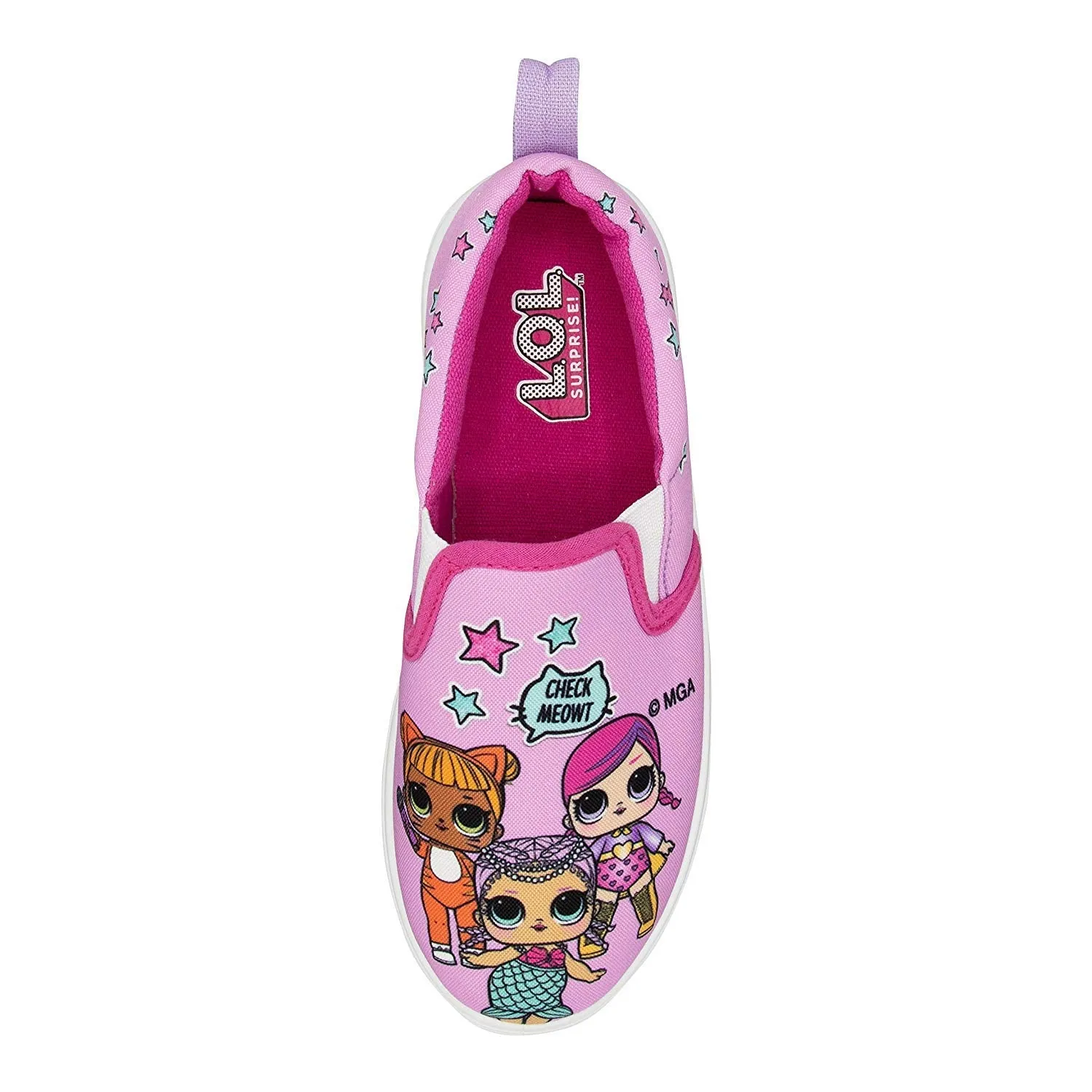 L.O.L. Surprise! Girls Slip-On Canvas Sneaker; Pink Size 2