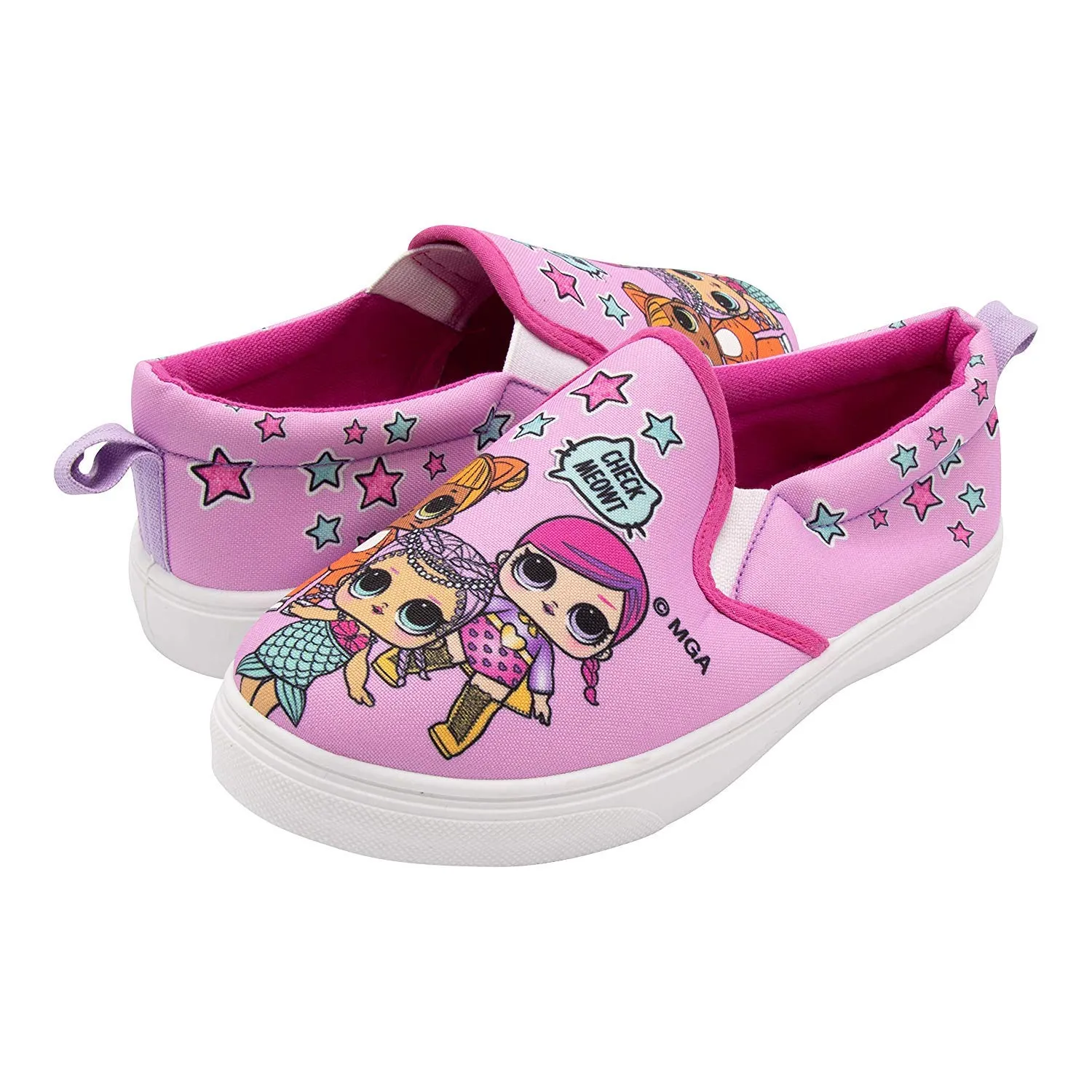 L.O.L. Surprise! Girls Slip-On Canvas Sneaker; Pink Size 2