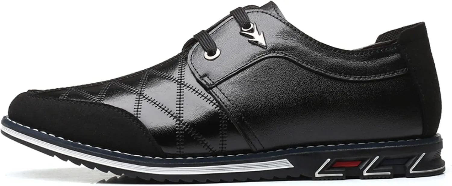 MAIZUN Mens Oxfords Shoes Casual Leather Lace-up Leisure Business Dress Sneakers Fashion Comfortable
