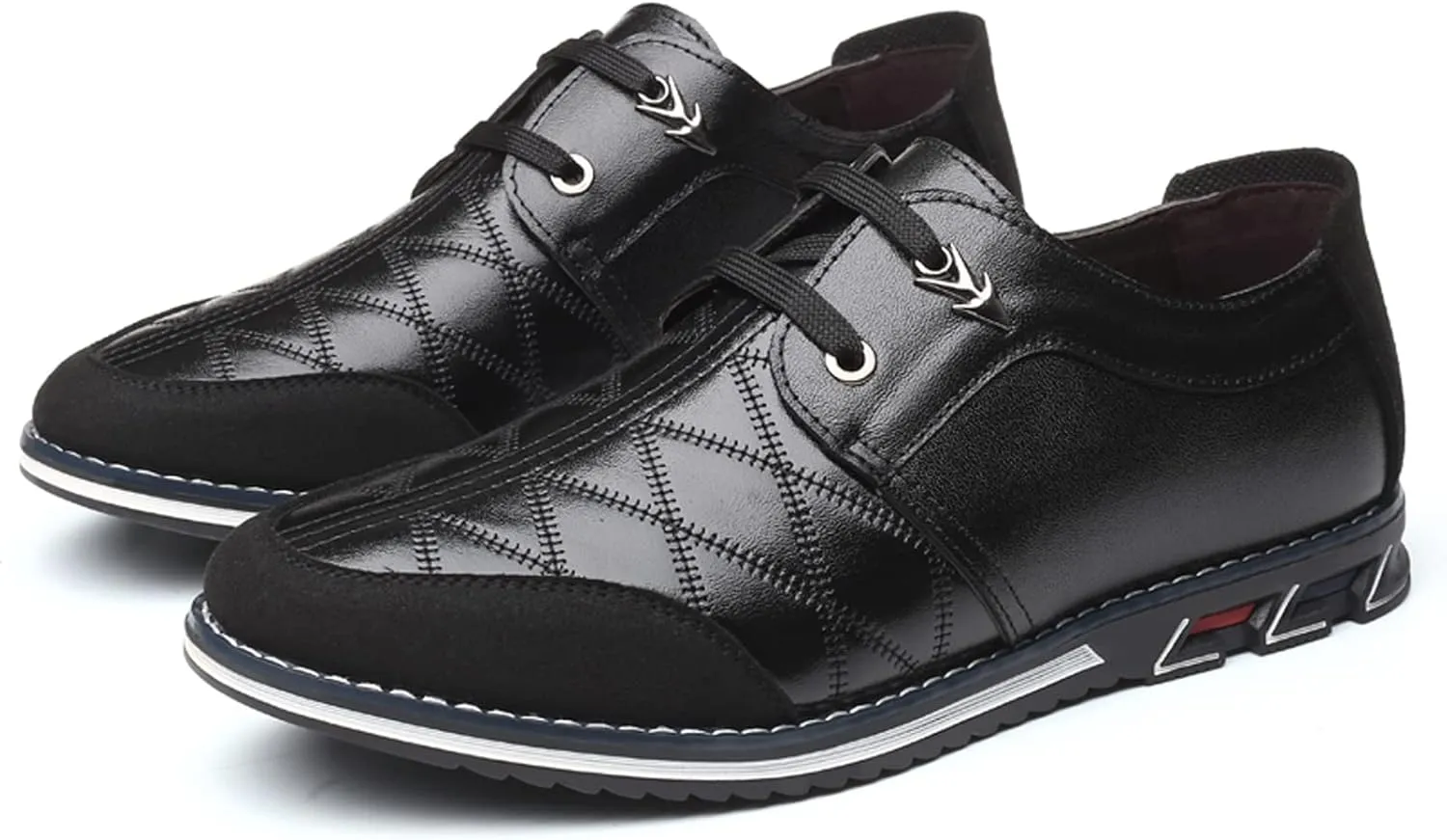 MAIZUN Mens Oxfords Shoes Casual Leather Lace-up Leisure Business Dress Sneakers Fashion Comfortable