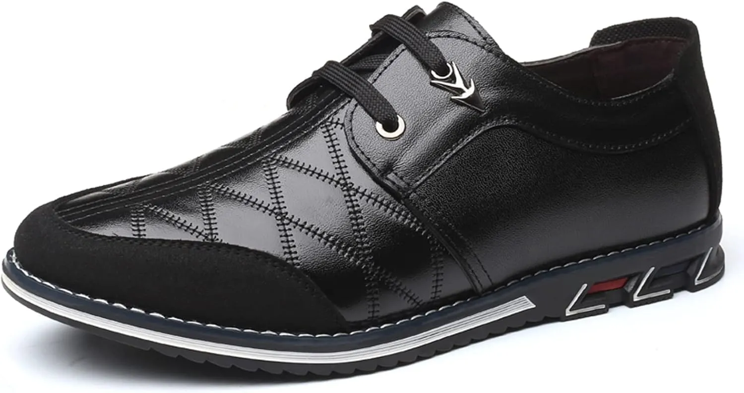 MAIZUN Mens Oxfords Shoes Casual Leather Lace-up Leisure Business Dress Sneakers Fashion Comfortable