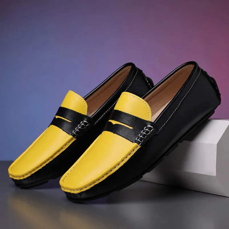 Men’s Italian Genuine Leather Loafers – Luxury Breathable Slip-On Moccasins, Casual & Formal Comfortable Driving Shoes