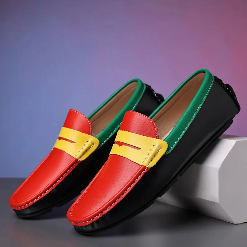 Men’s Italian Genuine Leather Loafers – Luxury Breathable Slip-On Moccasins, Casual & Formal Comfortable Driving Shoes