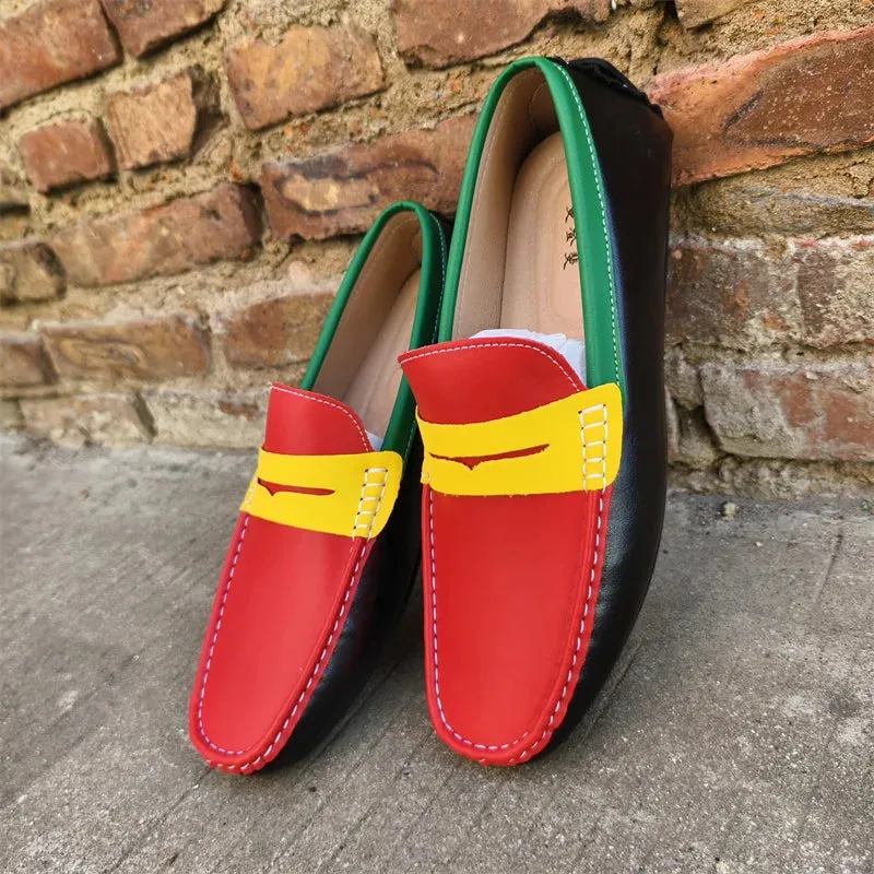 Men’s Italian Genuine Leather Loafers – Luxury Breathable Slip-On Moccasins, Casual & Formal Comfortable Driving Shoes