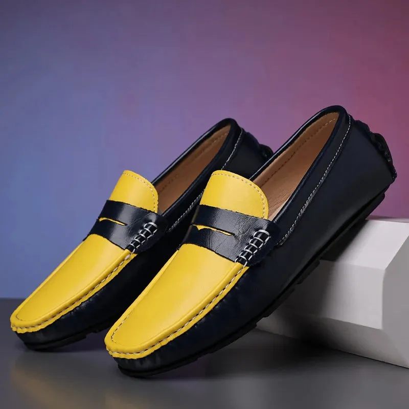 Men’s Italian Genuine Leather Loafers – Luxury Breathable Slip-On Moccasins, Casual & Formal Comfortable Driving Shoes