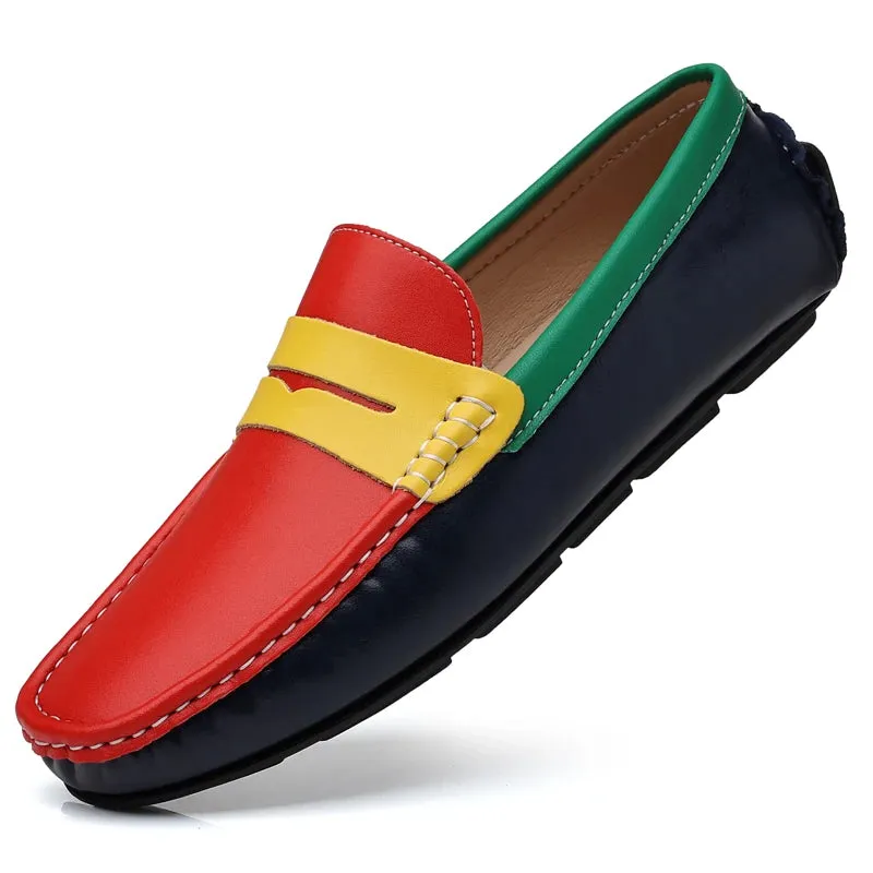 Men’s Italian Genuine Leather Loafers – Luxury Breathable Slip-On Moccasins, Casual & Formal Comfortable Driving Shoes