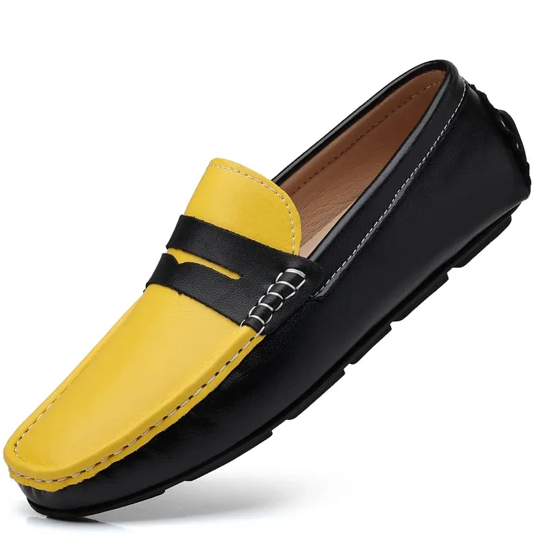 Men’s Italian Genuine Leather Loafers – Luxury Breathable Slip-On Moccasins, Casual & Formal Comfortable Driving Shoes