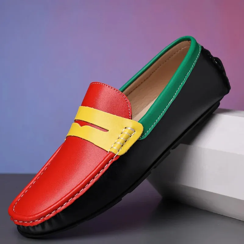 Men’s Italian Genuine Leather Loafers – Luxury Breathable Slip-On Moccasins, Casual & Formal Comfortable Driving Shoes