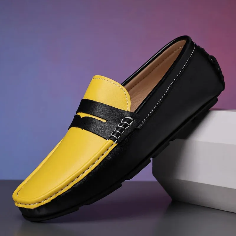 Men’s Italian Genuine Leather Loafers – Luxury Breathable Slip-On Moccasins, Casual & Formal Comfortable Driving Shoes