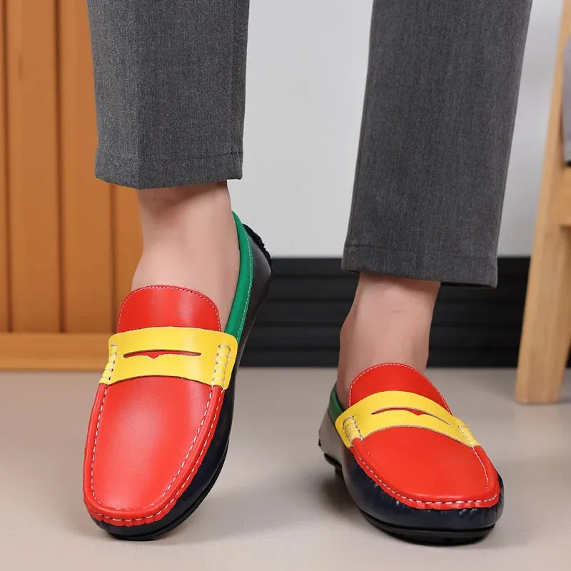 Men’s Italian Genuine Leather Loafers – Luxury Breathable Slip-On Moccasins, Casual & Formal Comfortable Driving Shoes
