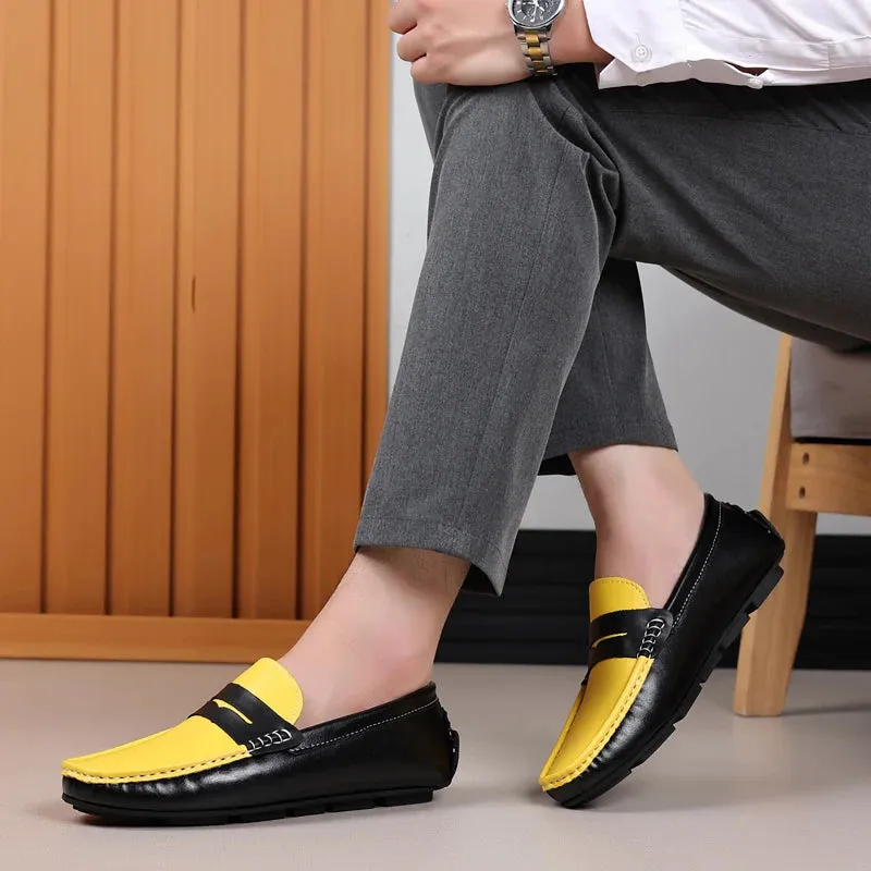 Men’s Italian Genuine Leather Loafers – Luxury Breathable Slip-On Moccasins, Casual & Formal Comfortable Driving Shoes