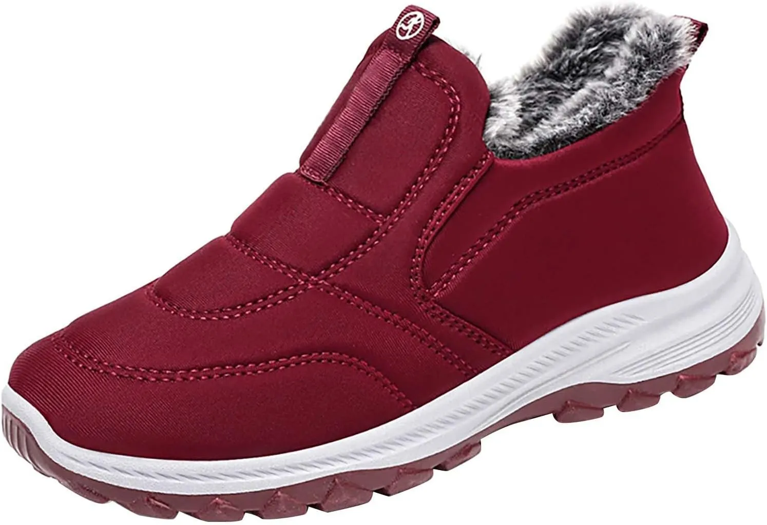 Men's Winter Casual Slip-On Boots Warm Waterproof Plush Lined Short Ankle Winter Walking Shoes for Men