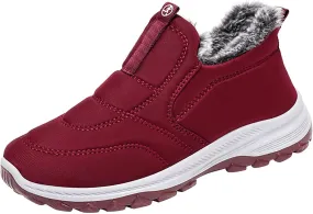 Men's Winter Casual Slip-On Boots Warm Waterproof Plush Lined Short Ankle Winter Walking Shoes for Men