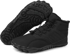 Men's Women's Winter Snow Boots, Slip On Warm Fur Lined Zero Drop Barefoot Hiking Boots, Wide Toe Box Ankle Booties, Minimalist Waterproof Non-Slip Sneakers Hike Shoes for Hiking Walking Outdoor