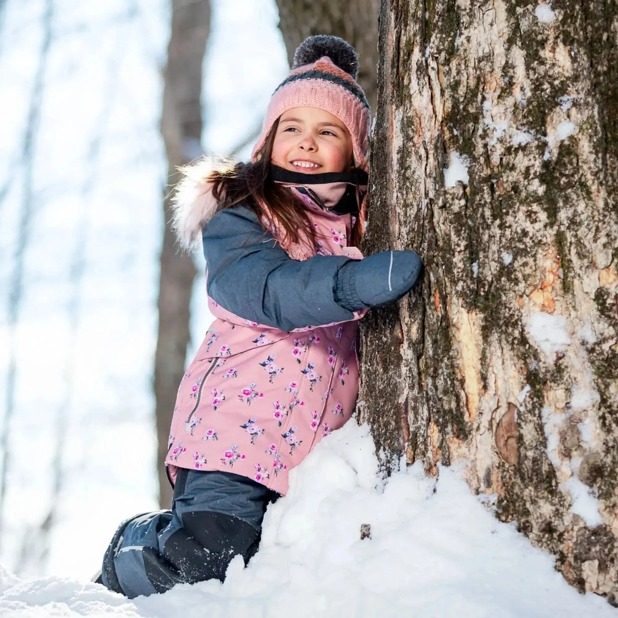 Mini Roses Two Piece Girls Snowsuit With Printed Jacket Dusty Rose | DEUX PAR DEUX