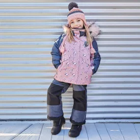 Mini Roses Two Piece Girls Snowsuit With Printed Jacket Dusty Rose | DEUX PAR DEUX