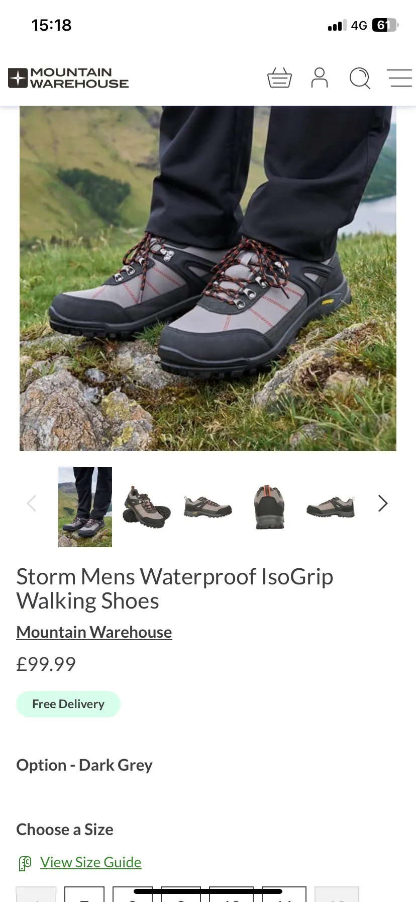 Mountain Warehouse Waterproof IsoGrip Walking Hiking Shoes Mens Size 11 UK