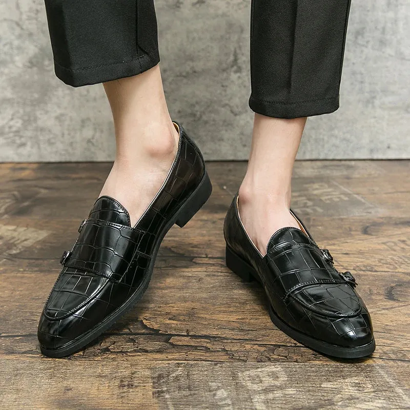 Patent Leather Men Shoes - Luxury Brand 2022 Casual Slip-On Formal Loafers with Buckle Moccasins, Italian Male Driving Shoes (Sizes 38-48)