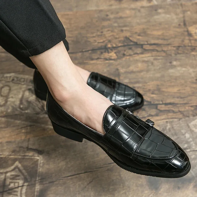 Patent Leather Men Shoes - Luxury Brand 2022 Casual Slip-On Formal Loafers with Buckle Moccasins, Italian Male Driving Shoes (Sizes 38-48)
