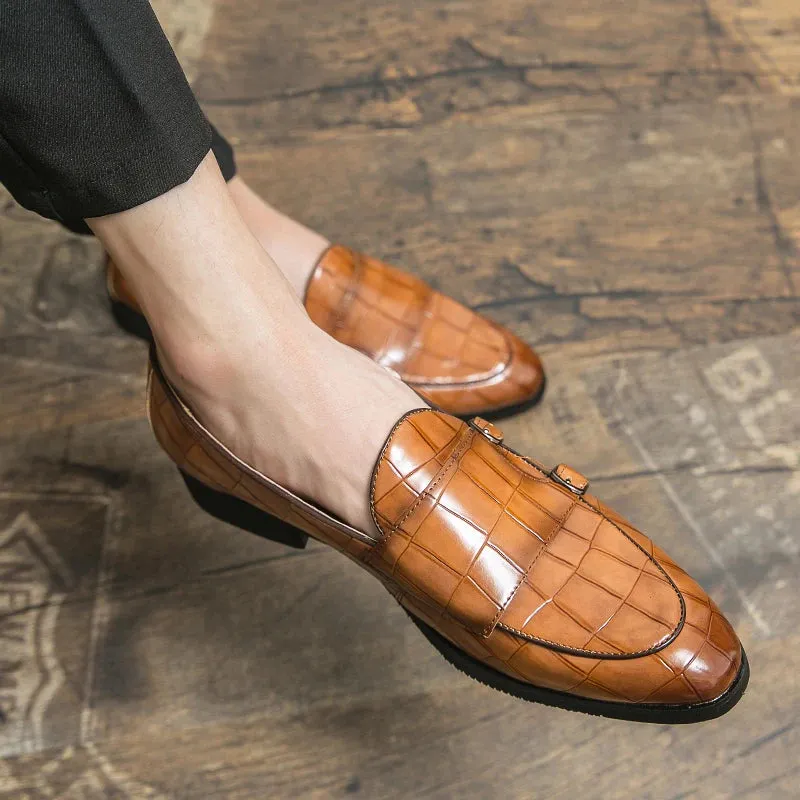 Patent Leather Men Shoes - Luxury Brand 2022 Casual Slip-On Formal Loafers with Buckle Moccasins, Italian Male Driving Shoes (Sizes 38-48)