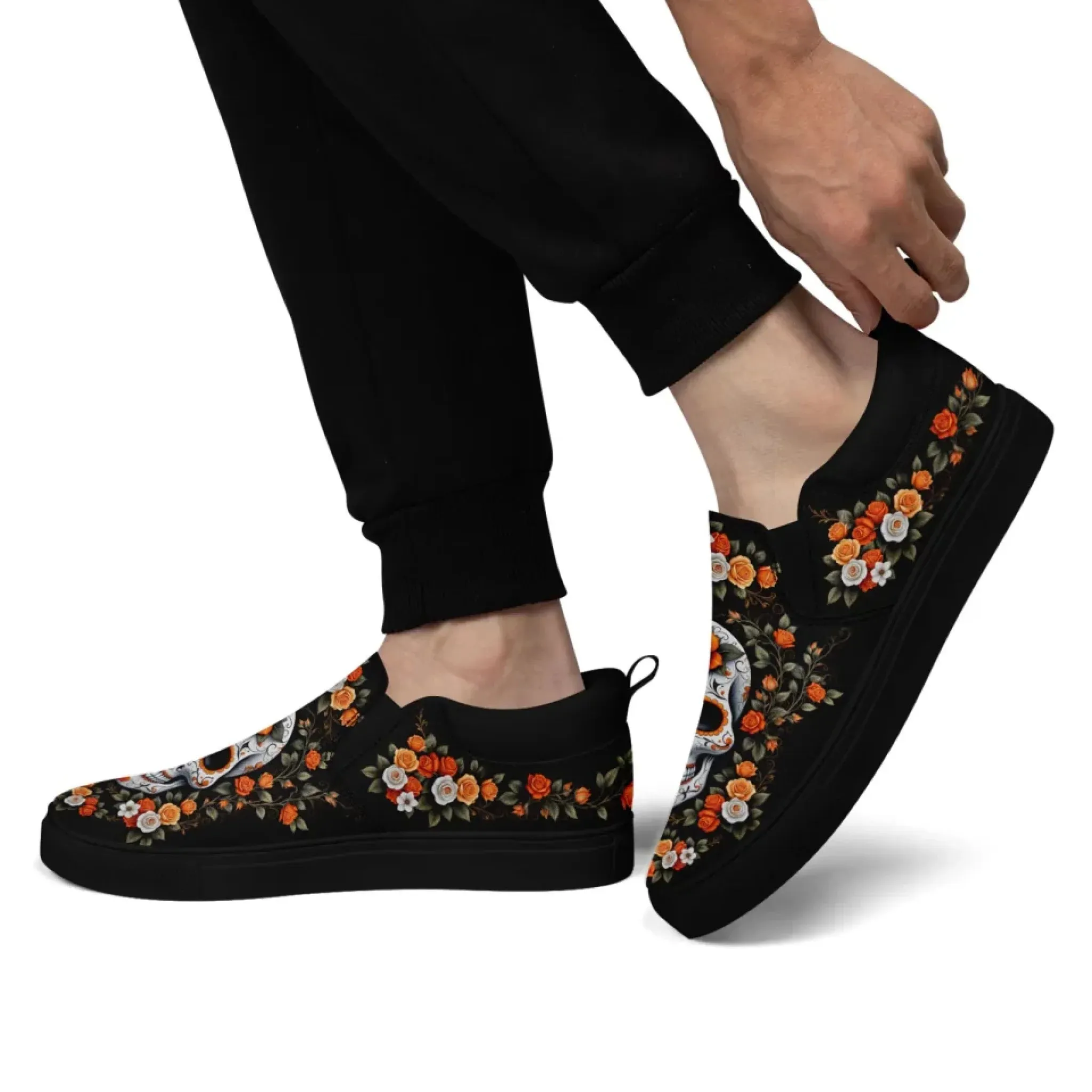 Personalized Skull Fashion Sneakers, Custom Skeleton and Face Shoes, Unisex and Comfort Slip On Shoes